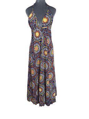 Karina Grimaldi Silk Jersey Halter Maxi Dress Made In USA